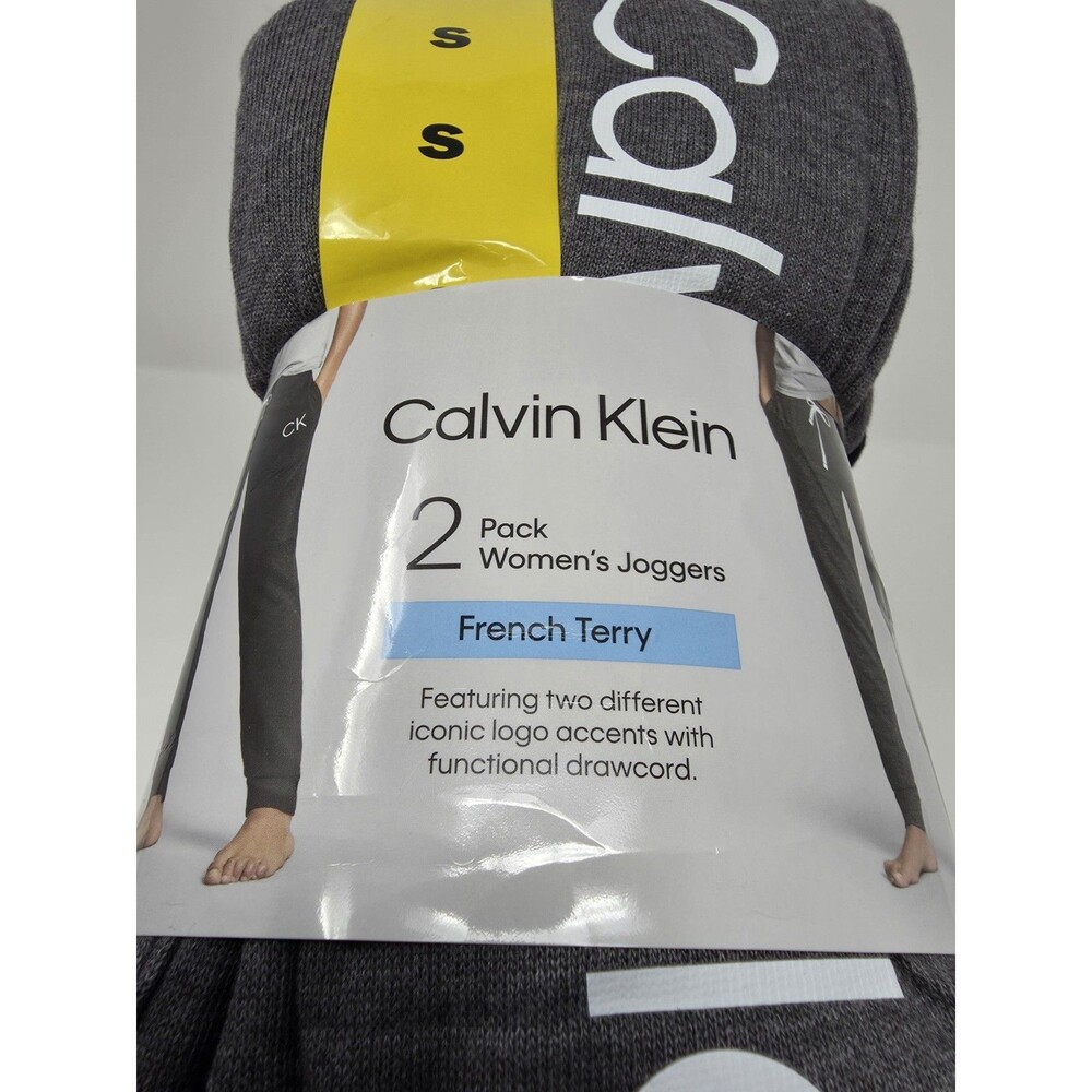 Calvin Klein 2-pk Women’s French Terry Iconic CK Logo Joggers Black Grey Size S - Picture 4 of 8